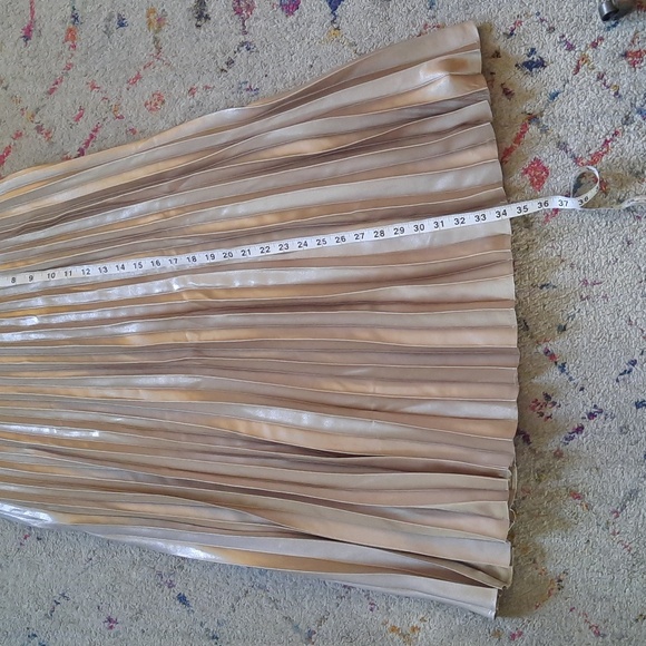 Loft Pleated Gold Midi Skirt 4 - Picture 3 of 5